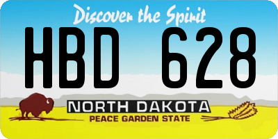 ND license plate HBD628