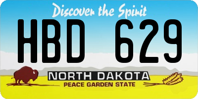 ND license plate HBD629