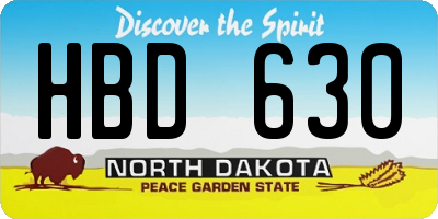 ND license plate HBD630