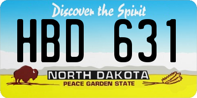 ND license plate HBD631