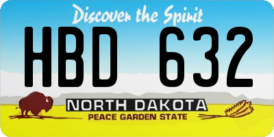 ND license plate HBD632