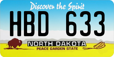 ND license plate HBD633