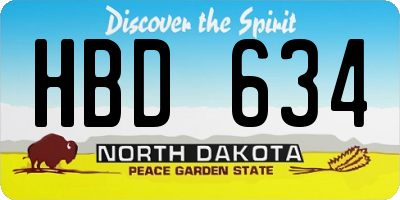 ND license plate HBD634