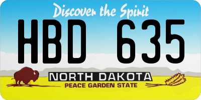 ND license plate HBD635