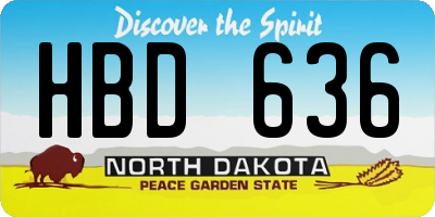 ND license plate HBD636