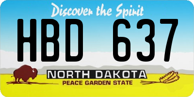 ND license plate HBD637