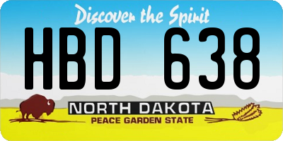 ND license plate HBD638