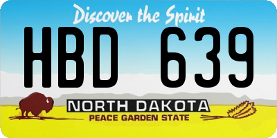 ND license plate HBD639