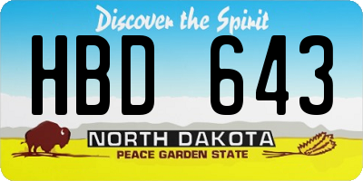 ND license plate HBD643