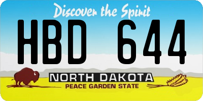 ND license plate HBD644