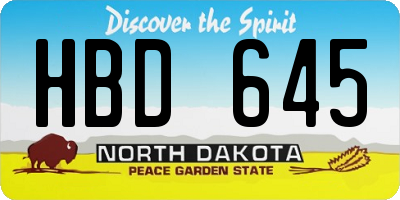 ND license plate HBD645