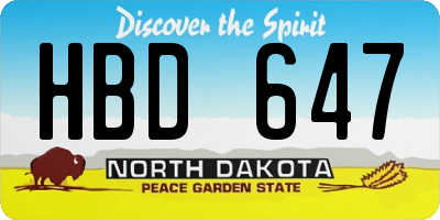 ND license plate HBD647