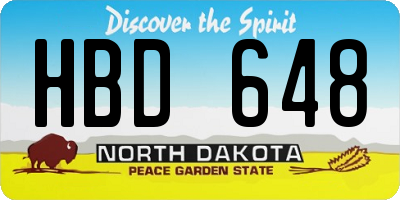 ND license plate HBD648