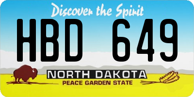 ND license plate HBD649