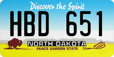 ND license plate HBD651