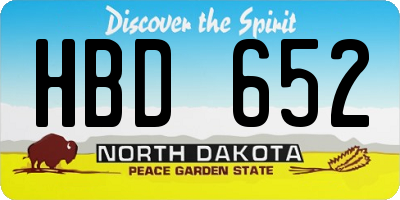 ND license plate HBD652