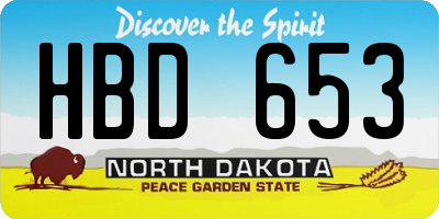 ND license plate HBD653