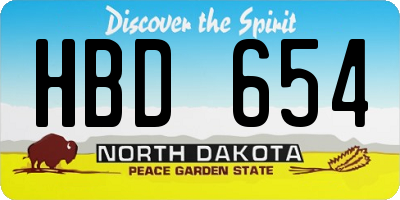 ND license plate HBD654