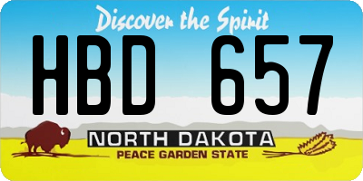 ND license plate HBD657