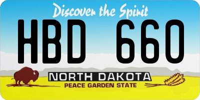 ND license plate HBD660