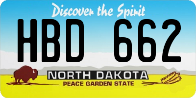 ND license plate HBD662