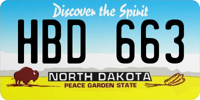 ND license plate HBD663