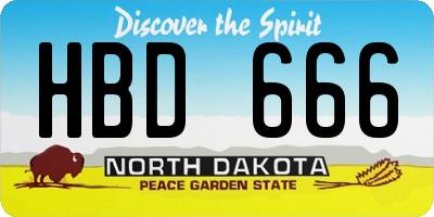 ND license plate HBD666