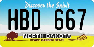 ND license plate HBD667