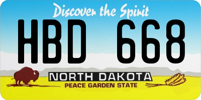 ND license plate HBD668