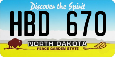 ND license plate HBD670