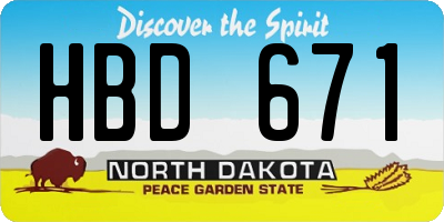 ND license plate HBD671