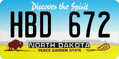 ND license plate HBD672