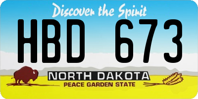 ND license plate HBD673