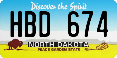 ND license plate HBD674