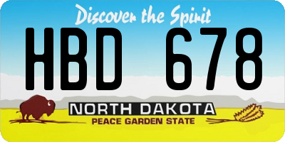 ND license plate HBD678