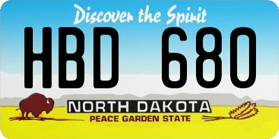 ND license plate HBD680