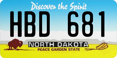 ND license plate HBD681