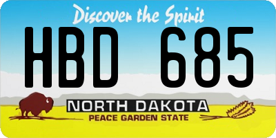 ND license plate HBD685