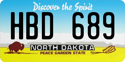 ND license plate HBD689