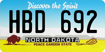 ND license plate HBD692