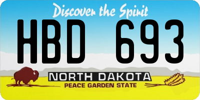 ND license plate HBD693