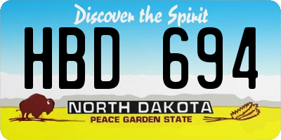 ND license plate HBD694