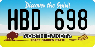 ND license plate HBD698