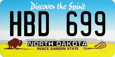 ND license plate HBD699