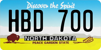 ND license plate HBD700