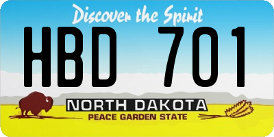 ND license plate HBD701