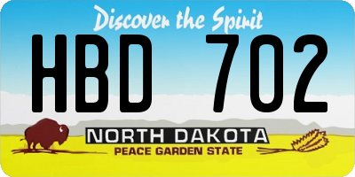 ND license plate HBD702