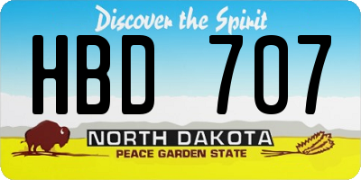ND license plate HBD707