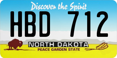 ND license plate HBD712