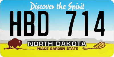 ND license plate HBD714